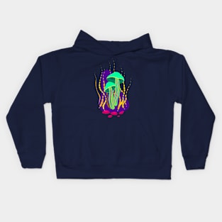 Green fluorescent mushrooms Kids Hoodie